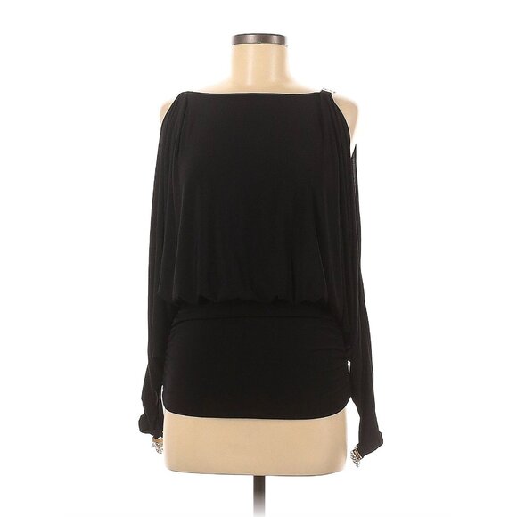 Boston Proper Black Dolman Cold Shoulder Dressy Top Blouse Shirt Evening Size XS - Picture 2 of 11